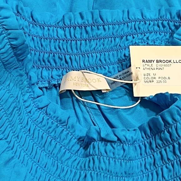 NWT Ramy Brook Textured Athena Palazzo Pant Swim Coverup Blue Pull On Medium - Picture 7 of 9